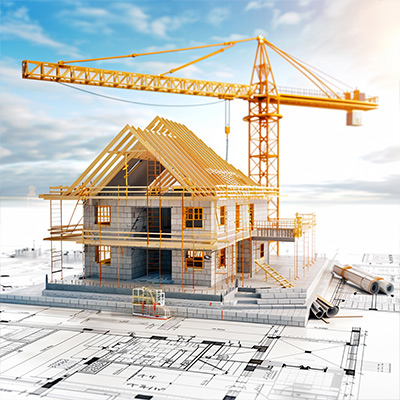 Happy family with construction