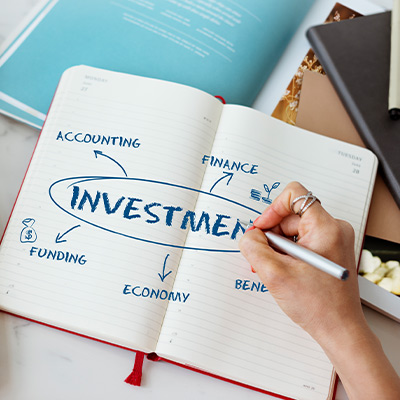 Happy family with investment